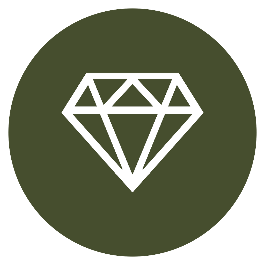 Diamond icon in Jack Starkey-Gill brand colour scheme of olive green and white